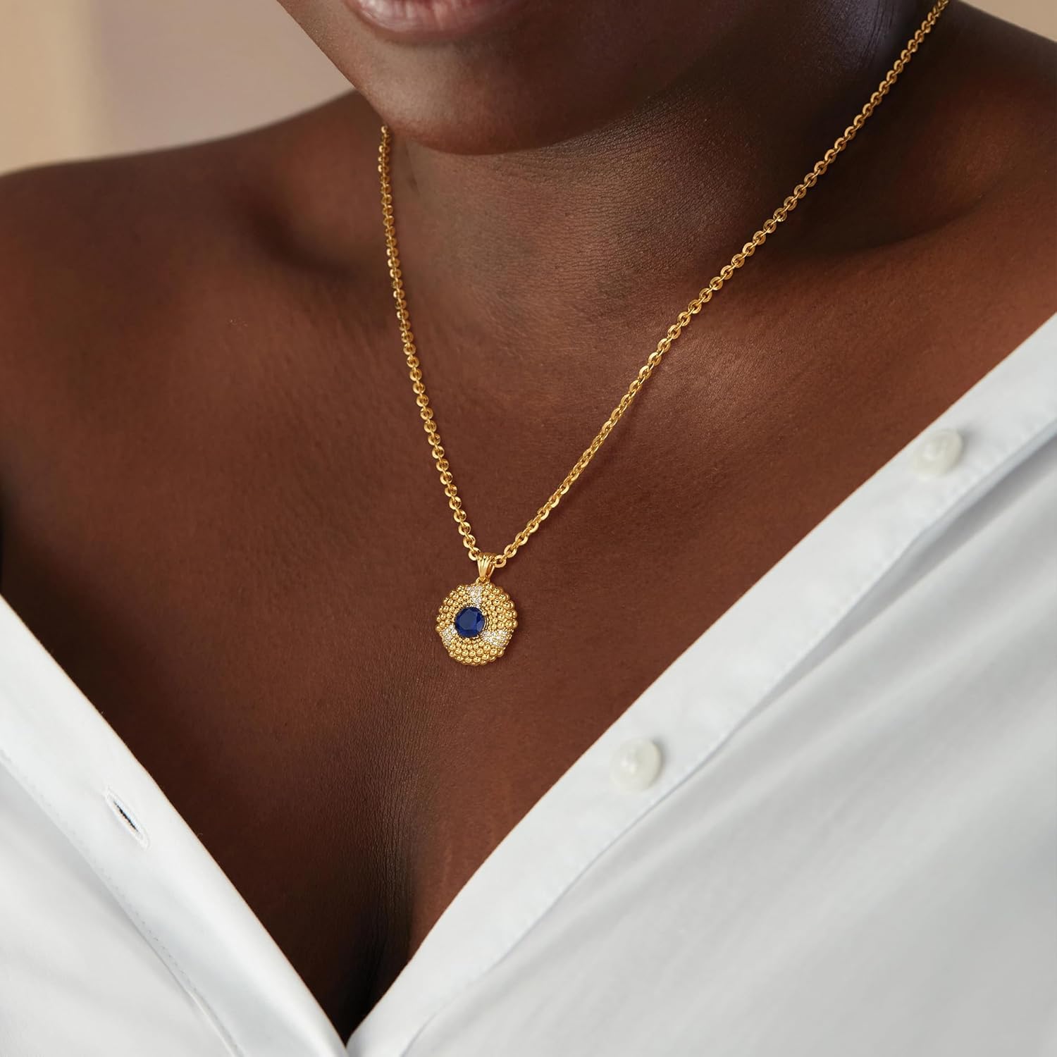 BENEIGE Gold Necklace for Women 14K Gold Plated Charm Pendant Necklace with Cubic Ziconia Hypoallergenic Adjustable Chain Necklaces Jewelry Gifts - Image 3