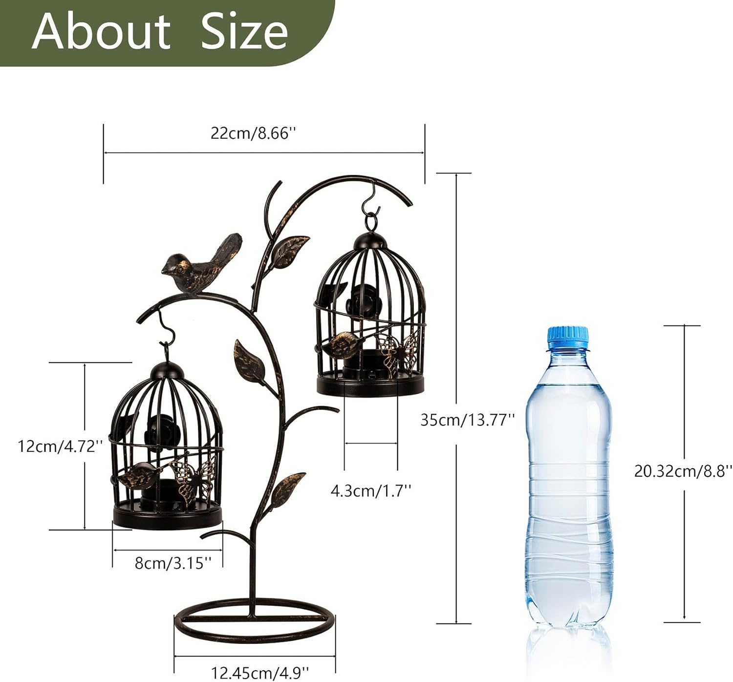 Decorative Birdcage Candle Holders for Tealight Candles, 13.8in Tall Black Vintage Candle Holder, Metal Bird cage Candle Stands for Rustic Home Decor Table Wedding Christmas Centerpiece Bird Decor