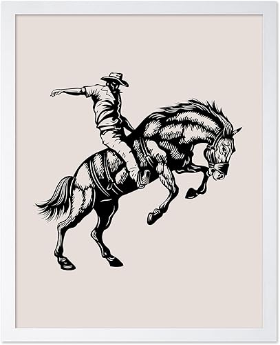 Miniatura 34 de Poster Master Póster de Rodeo marrón – Estampado retro de vaquero sobre caballo – Arte de vaquero – Arte occidental – Arte del salvaje oeste –