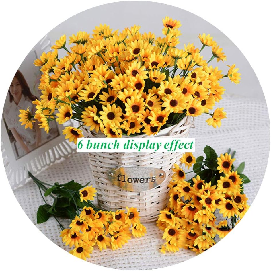 ArtfenArtificial Sunflower 2 Bouquet Artificial Flowers Fake Sunflowers Floral Decor Bouquet Home Hotel Office Wedding Party Garden Craft Art Decor 13 inch
