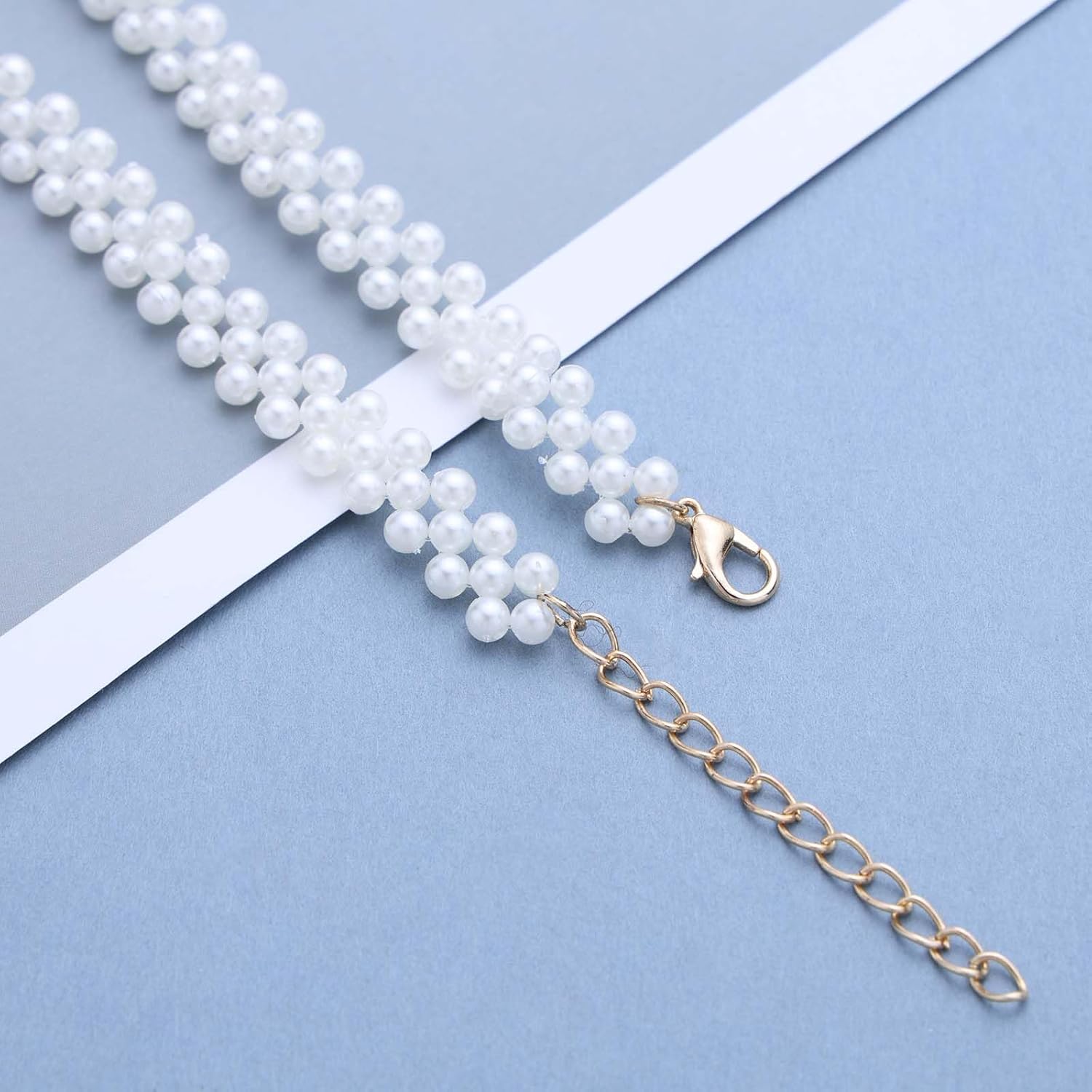 Boho Layered Pearl Choker Necklace Gold Pearl Dangle Necklace Row Pearl Necklace Bridal Pearl Collar Necklace Pearl Bead Necklace Jewelry for Women - Image 6