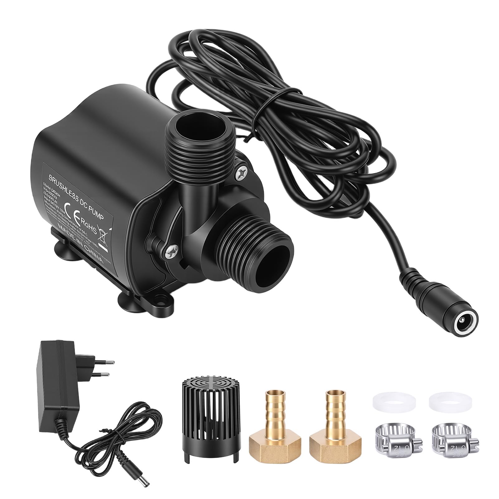 Pompa Acqua 12V, 800L/H Mini Pompa Sommersa con Controllo a 5 velocità, Configurazione Facile, altezza di mandata 5m, Portatile Pompe Immersione per Acquario Stagno Fontana idroponica