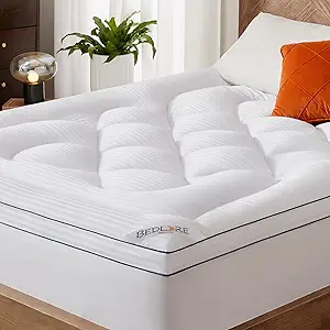 BEDLORE California King Mattress Topper, Thick Pillow Top Pad for Back Pain Relief, Cooling Soft Mattress Cover with Deep Pockets 6-18 inch