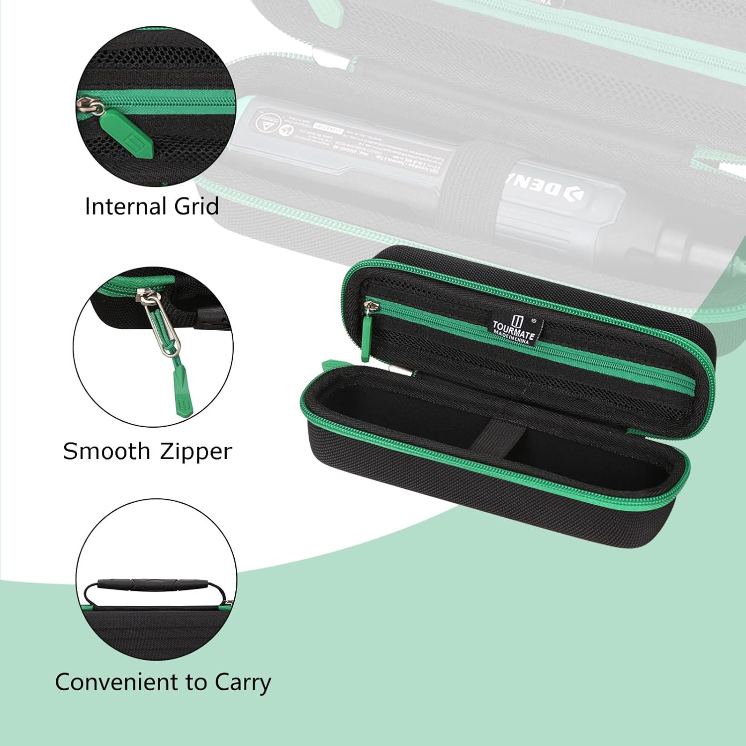 Hard Storage Case for Basics by SKIL 4V/Fanttik S1 Capsule/Deluxe 3.7V Cordless Stick Screwdriver,Travel Case for HOTO/WORX/DuroFort/SUFICY/AMAZING FLOWER Brands(Only Box)(Black & Green) - Image 4