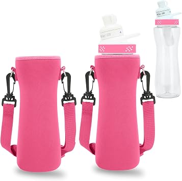 32oz Sleeve For Cirkul Water Bottle, 2Pcs Water Bottle Sleeve Fits Cirkul 32oz Plastic & Stainless Steel Bottles, Neoprene Insulated Water Bottle Cover for Retaining Temperature Pink