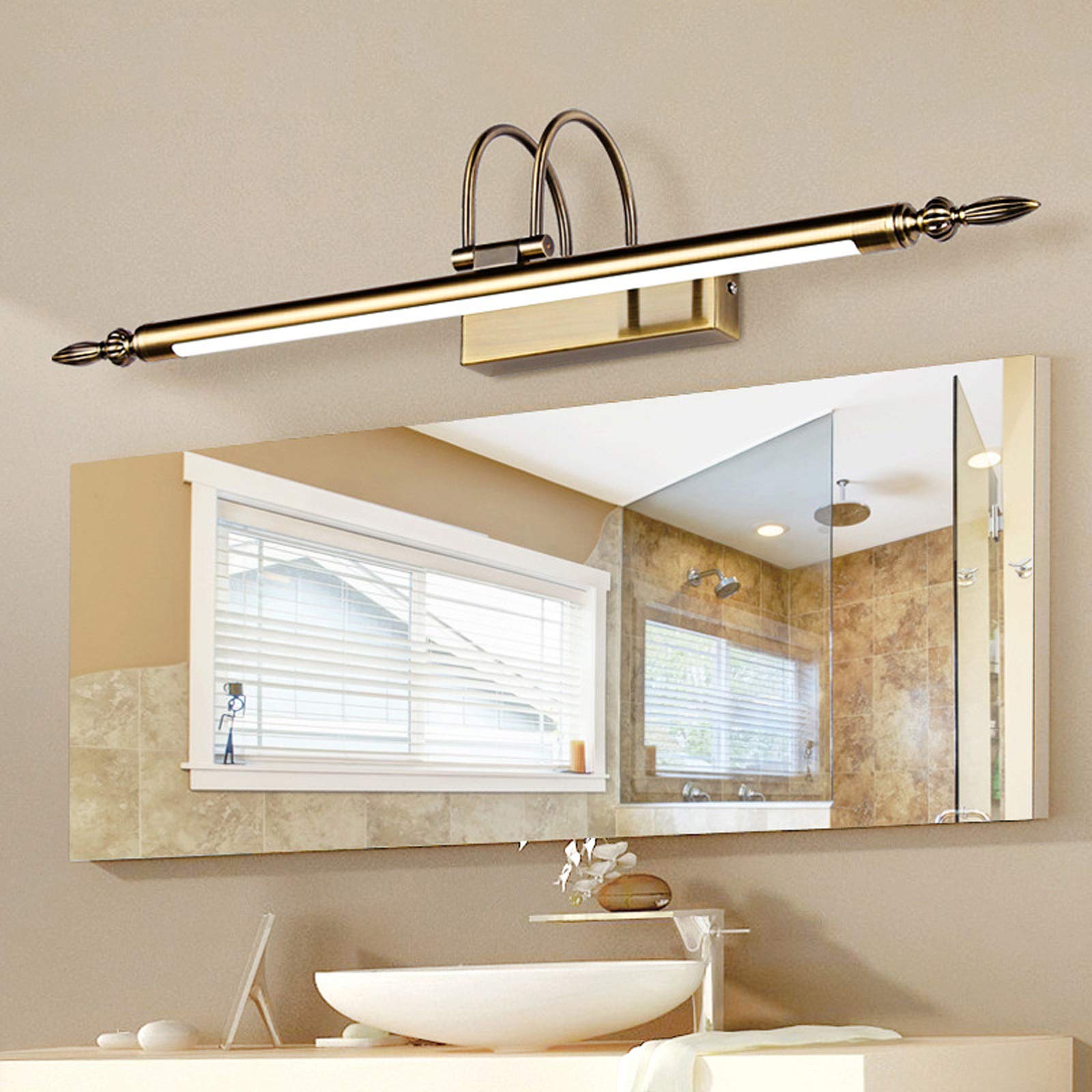 Elegante Lampada a LED in Bronzo per Specchio da Bagno, 12W, Regolabile, in Acrilico e Metallo, 66 cm - Illuminazione Vintage per Interni, Camera da Letto, Arredamento casa