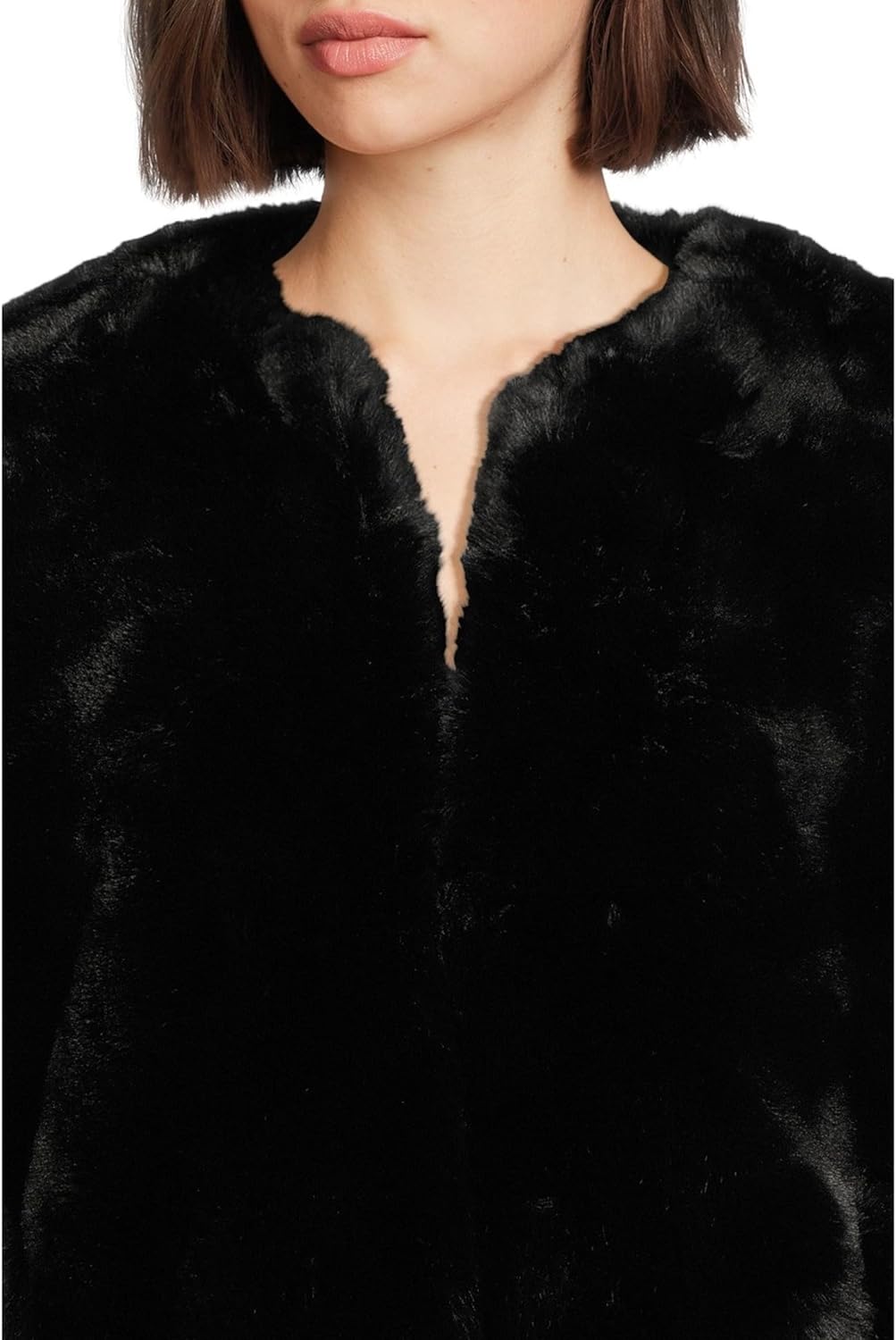 [BLANKNYC] Women's Black Cherry Collarless Faux Fur Jacket