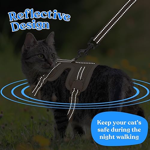Miniatura 7 de Supet Arnés para gatos y correa para caminar a prueba de escape, arnés ajustable para gatos, arnés para gatos pequeños de fácil control para gatos