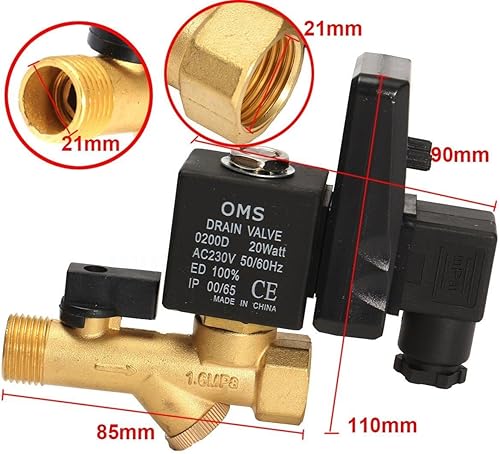 Miniatura 2 de Juego completo de válvulas de drenaje electrónicas de latón G12 DN15 para enfriadores de aire y compresores