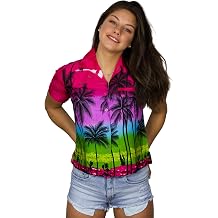 Women's Blouse-Shirt Short-Sleeve Casual-Button-Down Short-Sleeve Hawaii-Shirt Sunset Ocean-Time