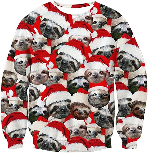 Ahegao Unisex Ugly Christmas Sweatshirts 3D Printed Funny Graphic Pullover Sweater for Party