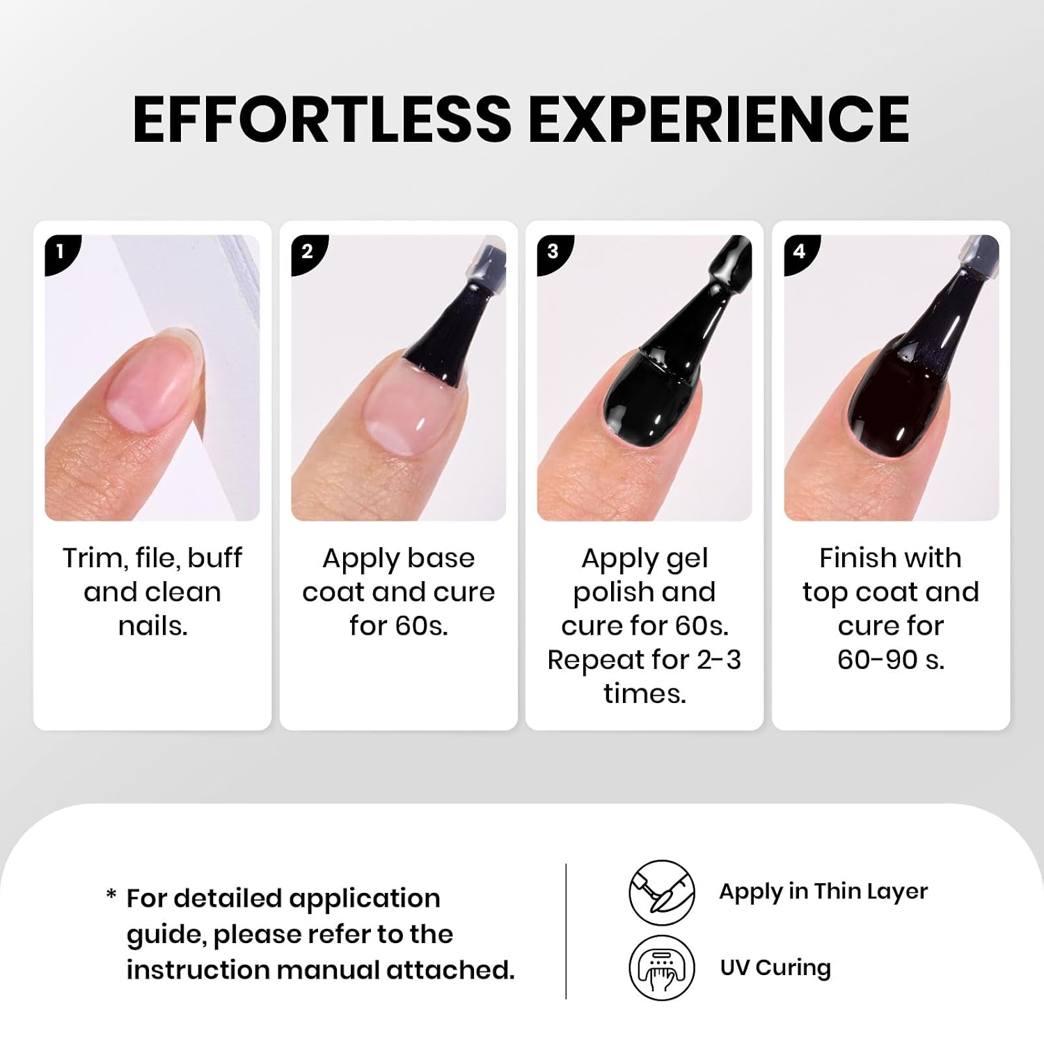 Beetles Black Gel Nail Polish 10ml Classic Black Color Gel Polish Soak off UV Led Lamp Needed Manicure Salon DIY Home Gift for Women Inkwell