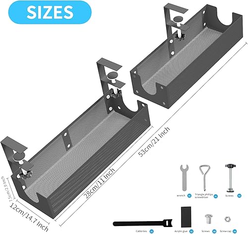 Miniatura 2 de Organizador de cables para debajo del escritorio, de metal, combinable, para debajo del escritorio, soporte de abrazadera para organizar cables