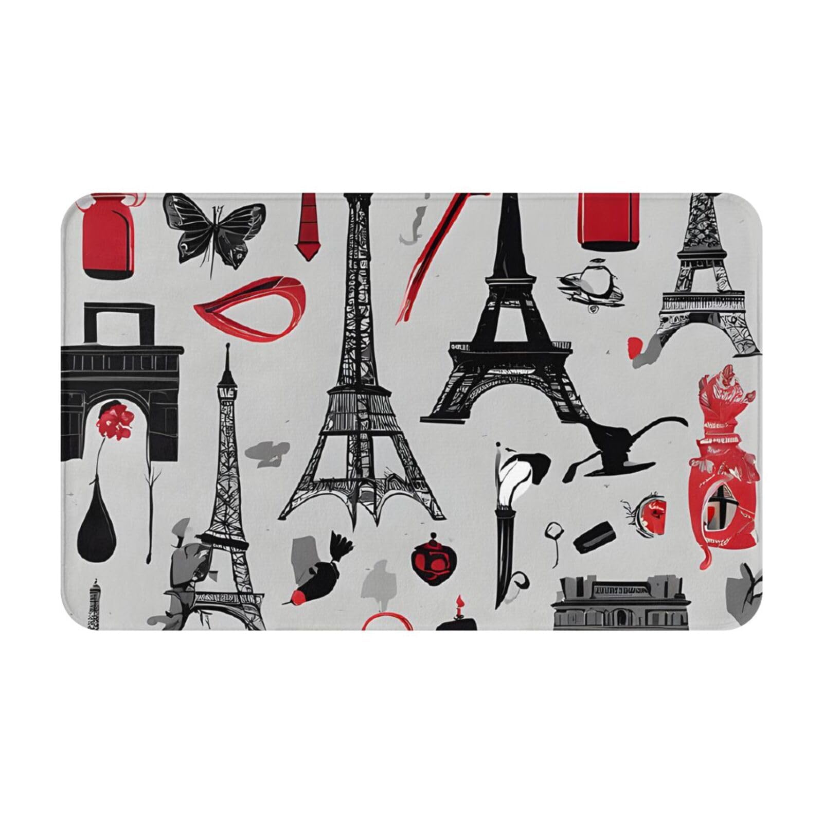 French Fashion Model Ferrets Print Living Room Bathroom Kitchen Anti Slip and Absorbent Carpet, Indoor Entrance Door Muddy Floor Mat, Ultra Soft Washable Carpet 21x31.5 Inches