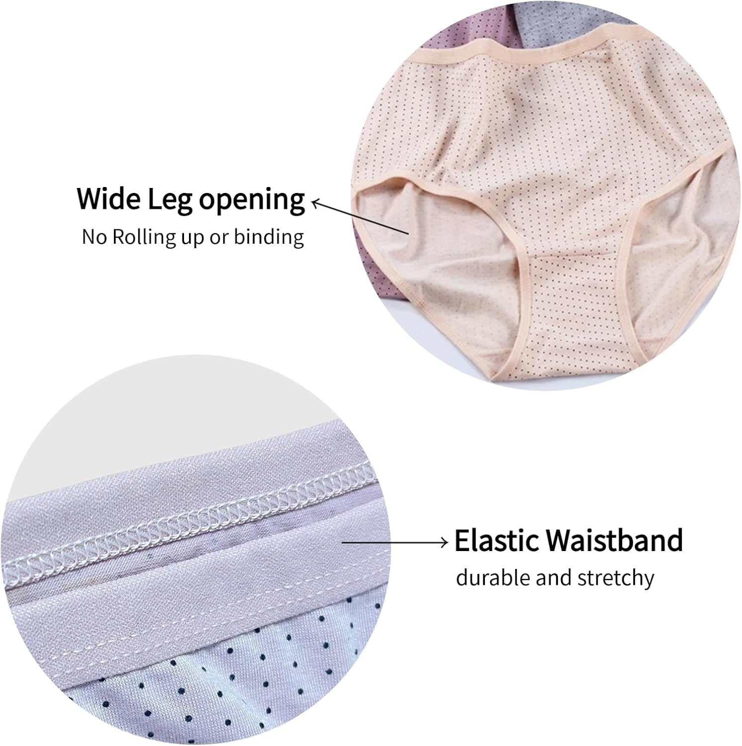 Womens Cotton Underwear Ladies Panties Plus Size XL-6XL Mid Waist Briefs 5-Pack Bow Point Print Underpants for Woman - Image 5