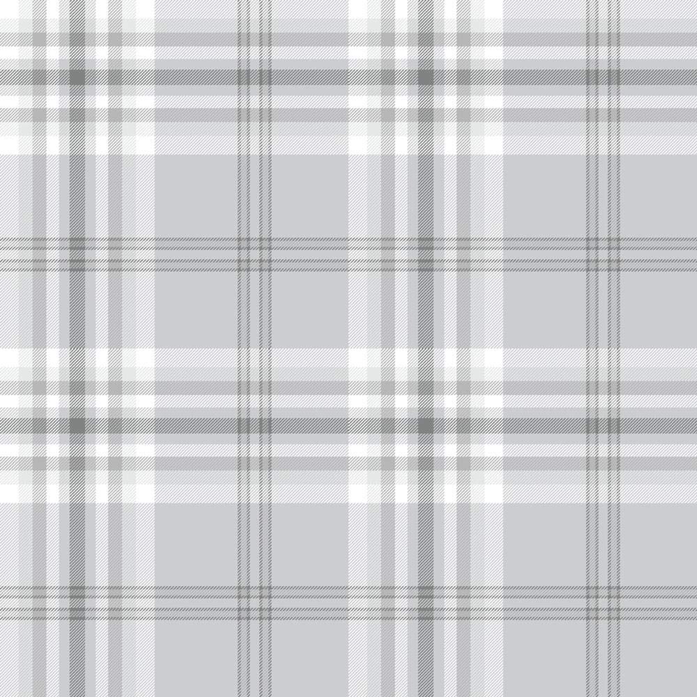 Grey Silver Check Wallpaper Metallic Country Tartan Plaid Stripe YöL Kelso