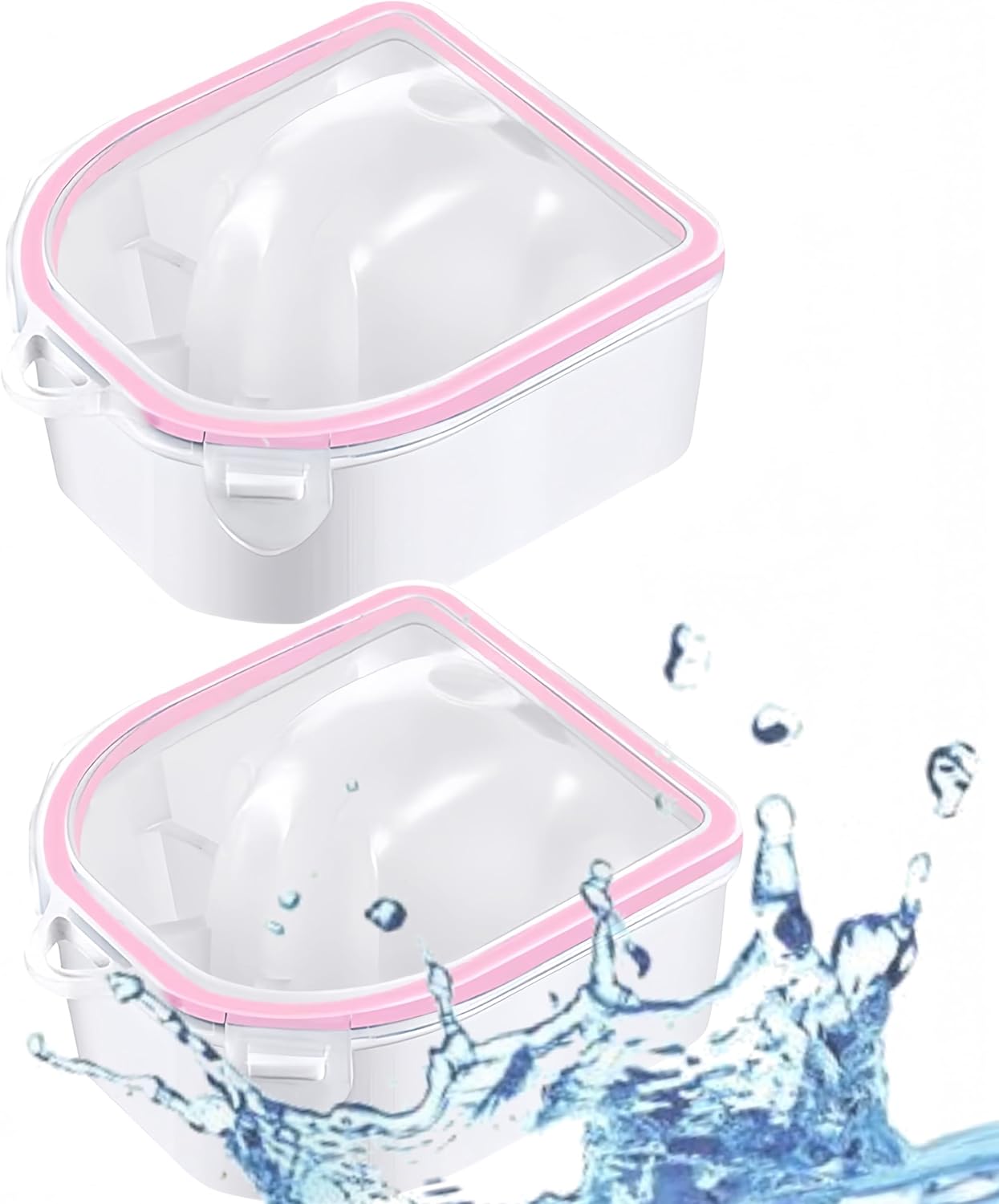 LIDOUK 2 Stuks Nail Soaking Bowl Nail Art Hand Soak Bowl Soak Off Bowl Warm Water Manicure Kom Nail Spa Kom Manicure Tool (Roze)
