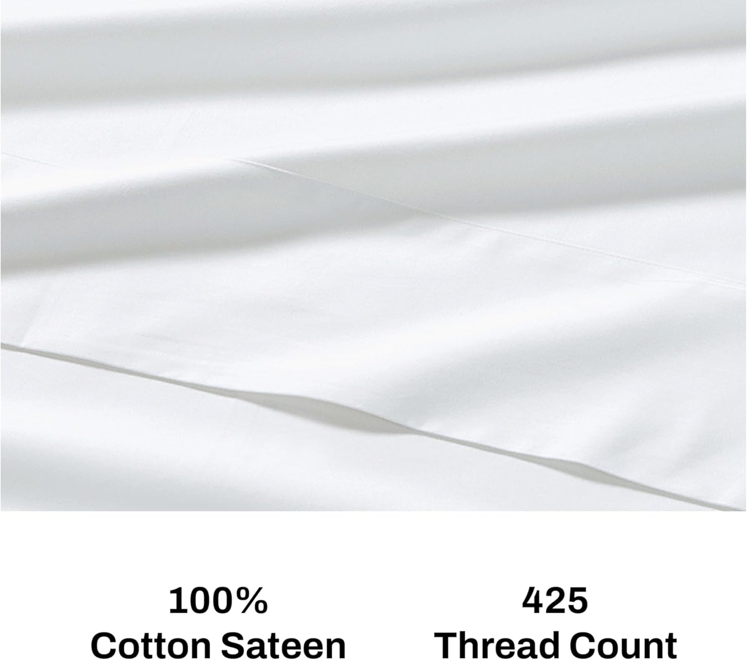DKNY Queen Sheet Set, 4 Piece Bed Sheets, 100% Cotton Sateen 425 TC, 1 Flat Sheet, 1 Fitted, 2 Pillowcases, Bright White