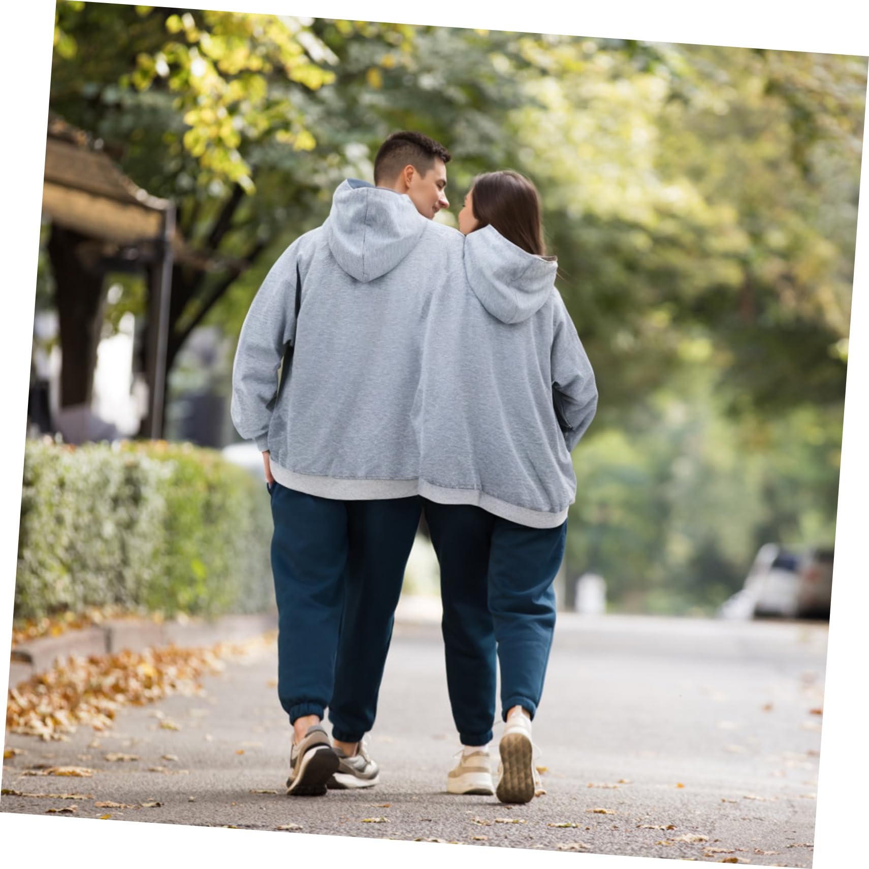 Felpa Doppia per Coppia Oversize S in Poliestere Grigio | Eventi a Tema, Serate Tranquille in Casa, Vestibilità per Fisici Diversi