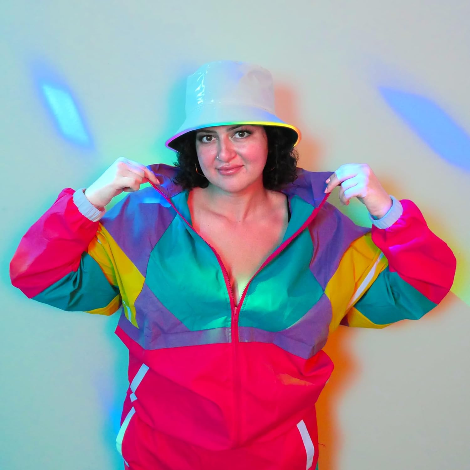 Recahrgeable Light Up Rave Bucket Hat - LED Bucket Hat for Men, Women - Iridescent Festival Hat - Neon Rave Gear - Image 6