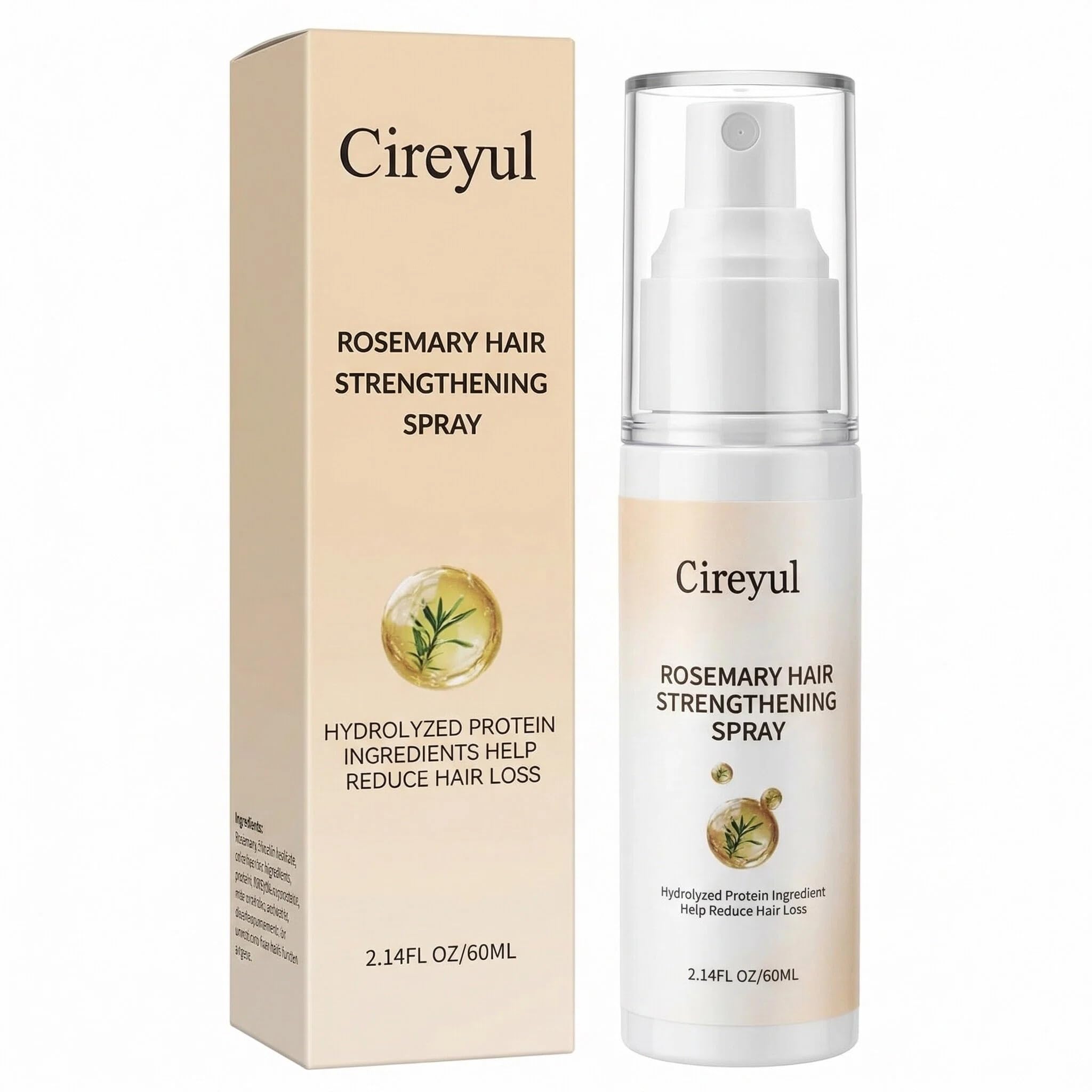 Hair Strengthening Spray, Hair Regrowth Anti Hair Loss Treatment with Rosemary Oil, Non-Greasy Scalp Care for Thinning Hair, for Women & Men All Hair Types, 60ml