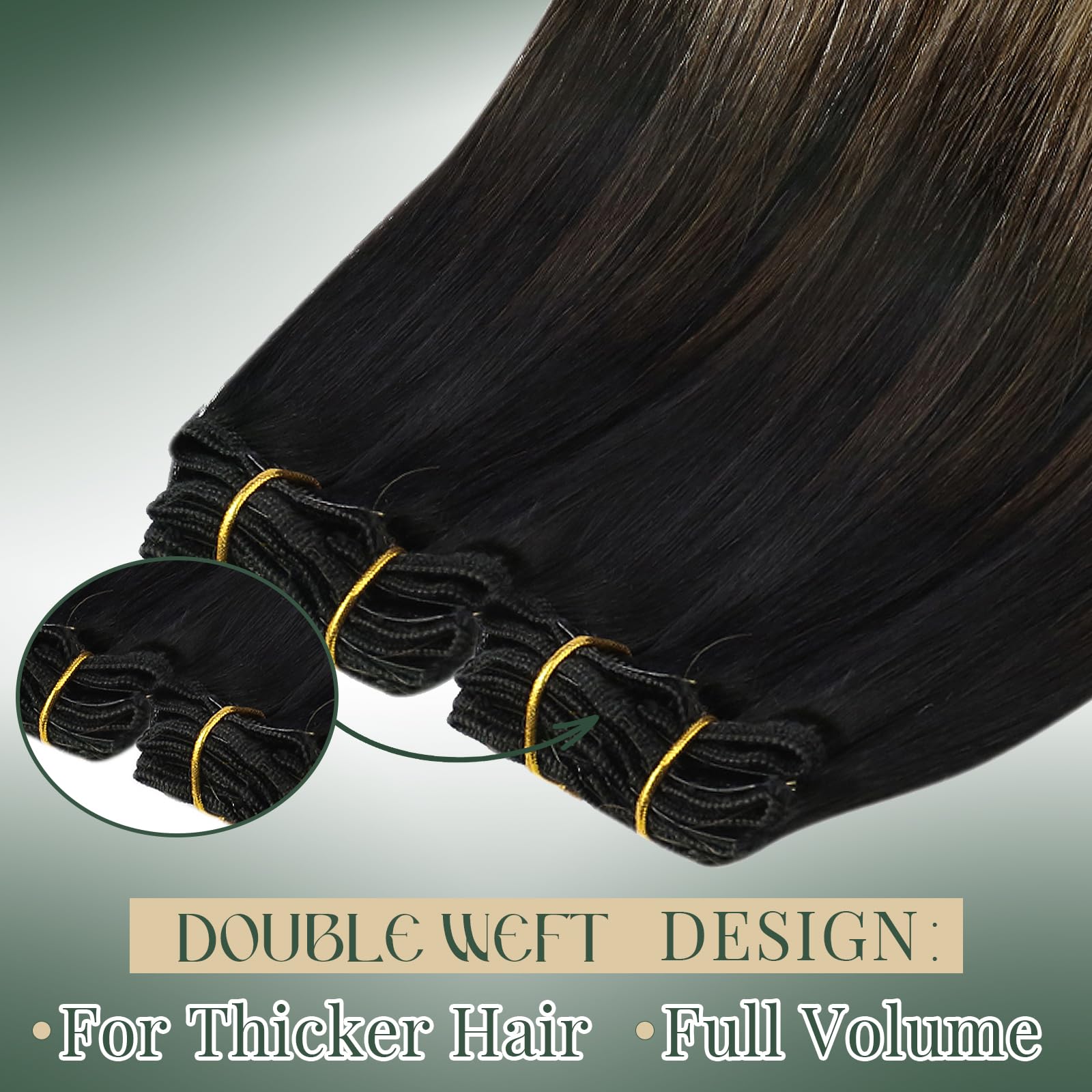 Ugeat Przedłużanie Włosów Clip in, Włosy Ludzkie, Balayage Naturalna Czerń do Crązu, 55 cm 7 sztuk 120g, Włosy Clip in Extensions Blond, Remy Naturalne Proste