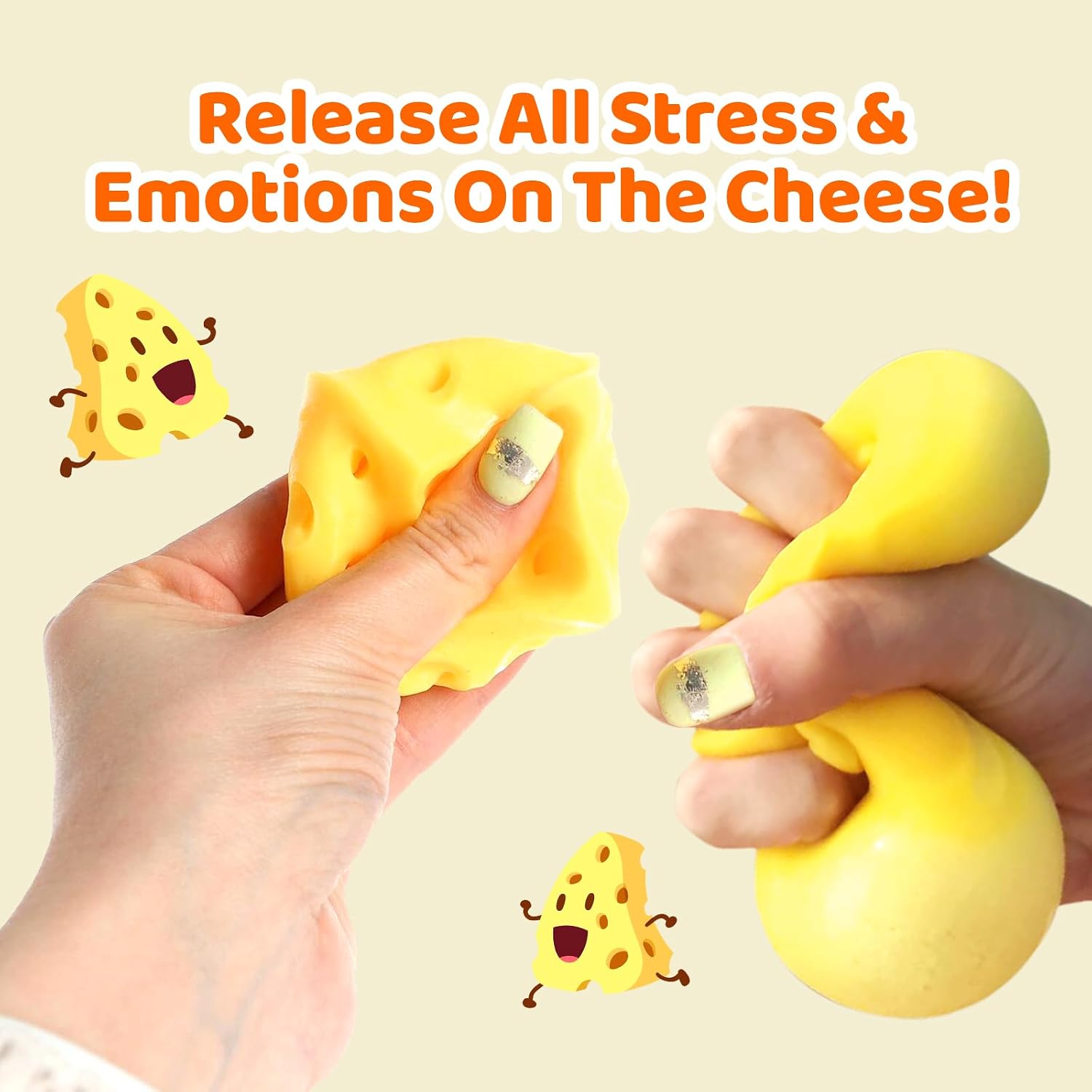 4PCS Yellow Cheese Squishy Slow Rising, Squishy Squeeze Cheese Block, Soft Novelty Toy, Stress Balls for Adults Rebounding Sensory Squishys Cheese (4pcs)