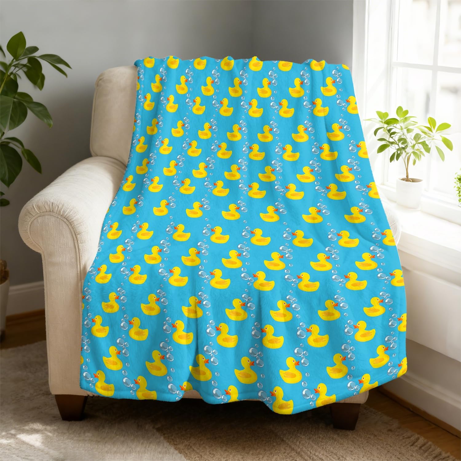 Yellow Ducks Fleece Throw Blanket 60 x 80 inches for Couch Sofa Bed,Super Soft Cozy Plush Microfiber Flannel Blanket Lightweight for Women, Men and Kids