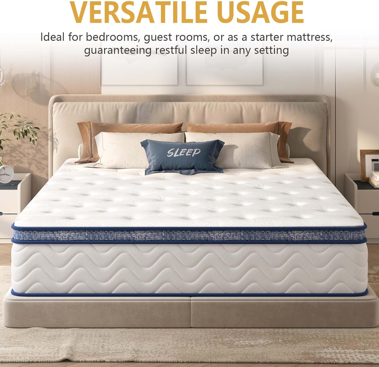 Hybrid Mattress King Size Memory Foam Mattress, 12 Inch Hybrid Mattress King with Memory Foam & Pocket Springs, Cooling Comfort, Fiberglass-Free (12 Inch, King)