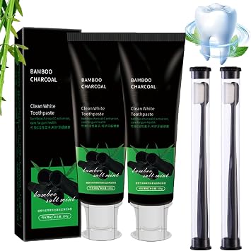 Bamboo Charcoal Clean White Toothpaste,Activated Bamboo Charcoal Toothpaste,Bamboo Charcoal Teeth Whitening Toothpaste,Bamboo Charcoal Mint Toothpaste,Clean Whitening 2PCS