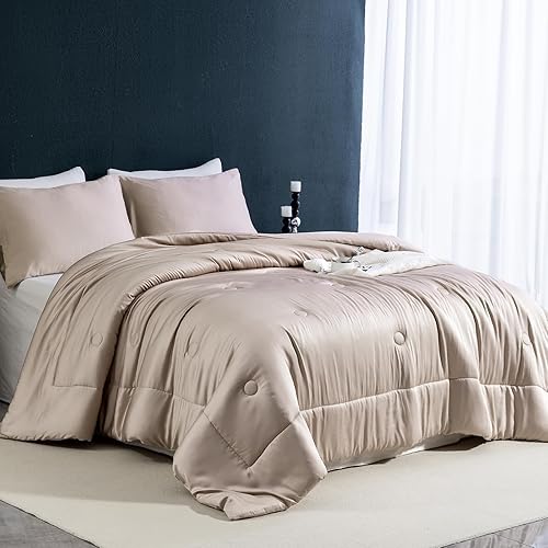 Miniatura 7 de Juego de edredón refrescante tamaño Queen, viscosa de bambú, suave, sedoso y transpirable, juego de edredón alternativo duradero de 300 hilos, juego