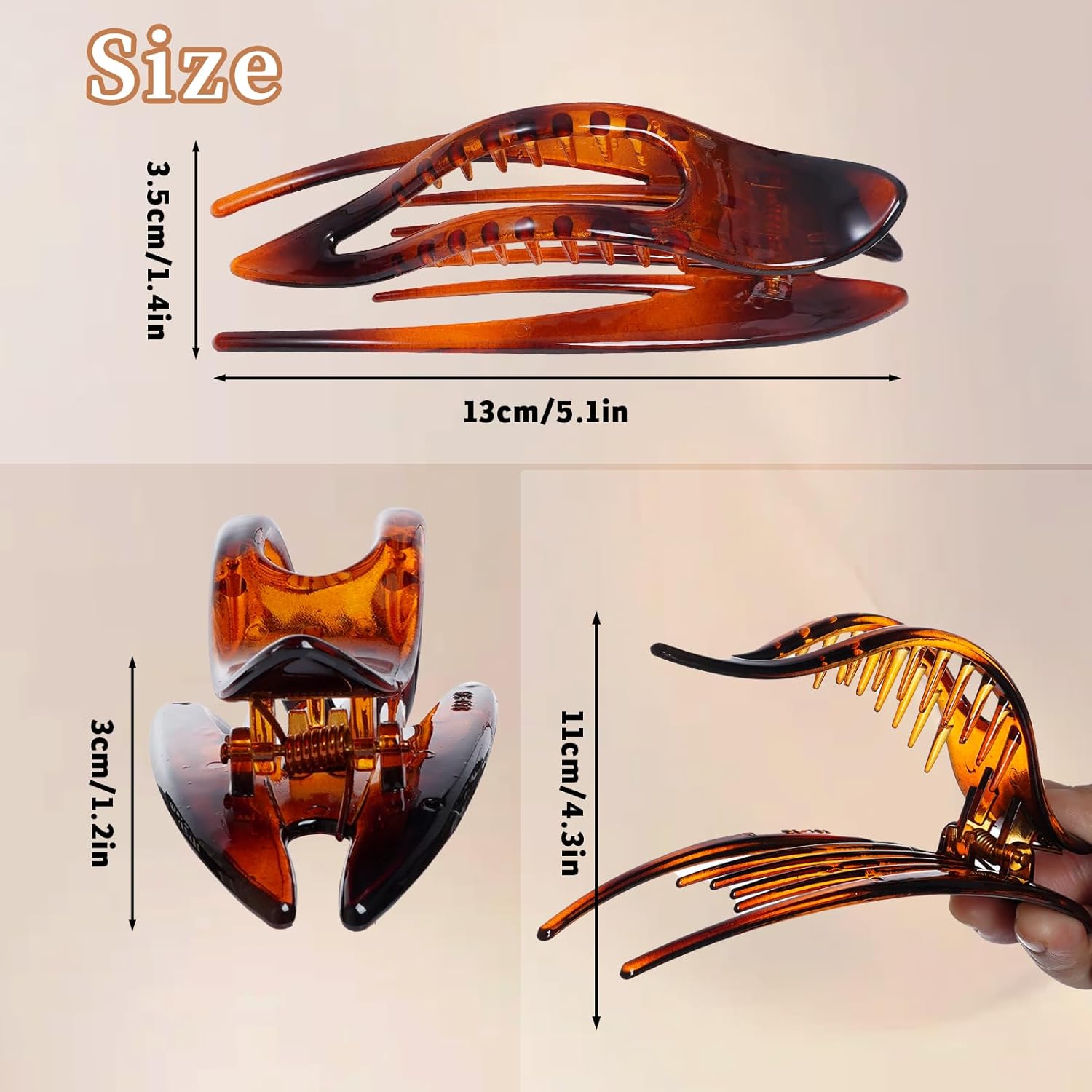 4 Pcs Flat Hair Claw Clips for Women French Clip for Women Thin and Thick Hair Stylish Lay Down Clips Large Alligator Clips Strong Hold No Slip Hair Barrettes - Image 2