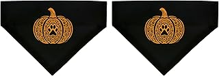 Dog Lover Gifts for Men Dog Paw Print Pumpkin 2-Pack Pet Collar Scarves for Medium to Larger Dogs