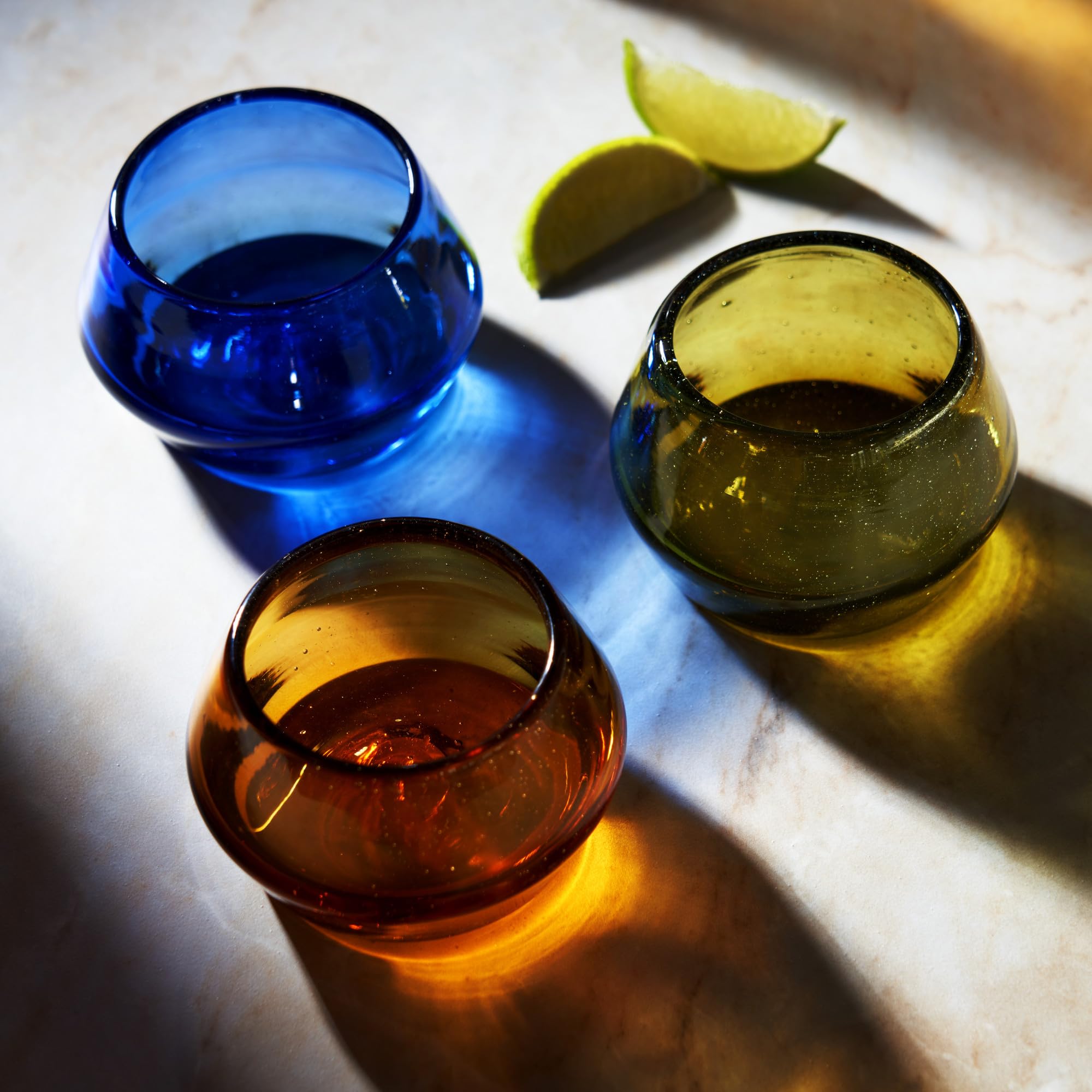 Viski Degustacja, meksykańskie szkło z recyklingu, Copita Tequila, szklanki Mezcal 140 ml kobaltowy niebieski zestaw 1 szt