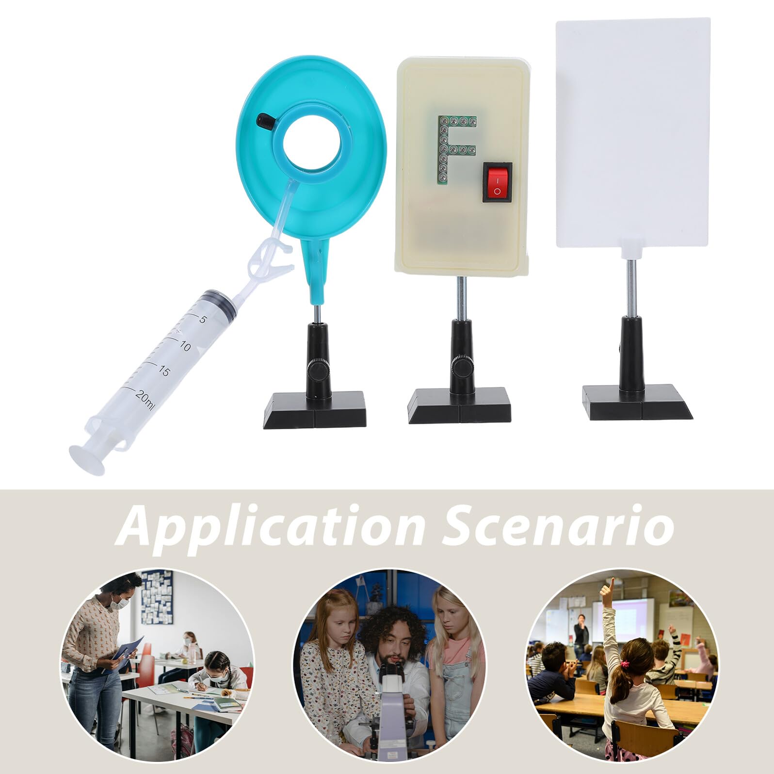 Lente Óptica de Agua con Zoom, 1 Set de Plástico para Enseñanza | Experimento de Refracción Científica, Equipo de Física para Aula y Laboratorio Escolar, Estructura Estable