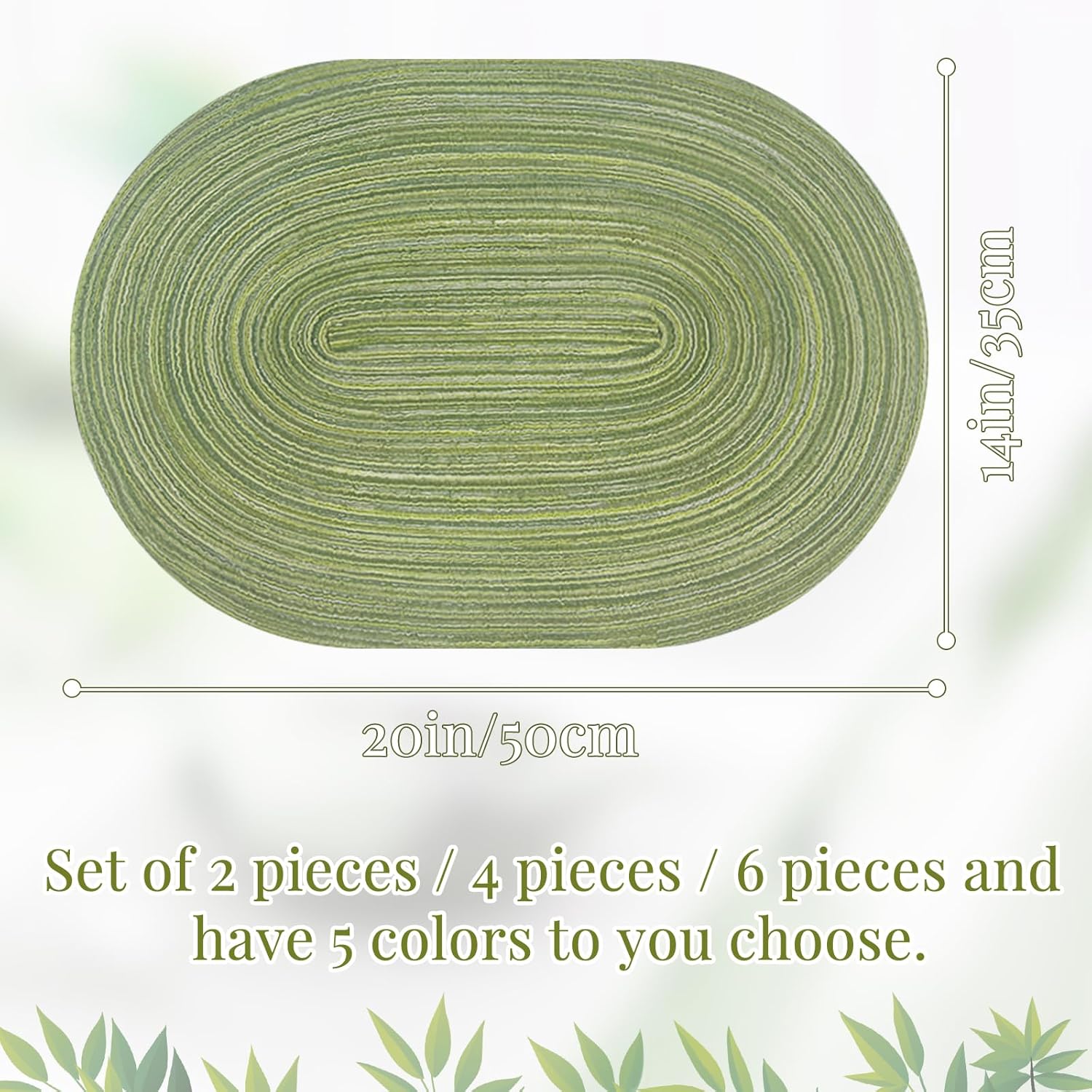 JeogYong Oval Placemats Set of 6 Washable Placemats Woven Placemats 14 x 20 Inch Oval Heat-Resistant Table Mats for Dining Tables, Indoor & Outdoor Decorations (Beige)