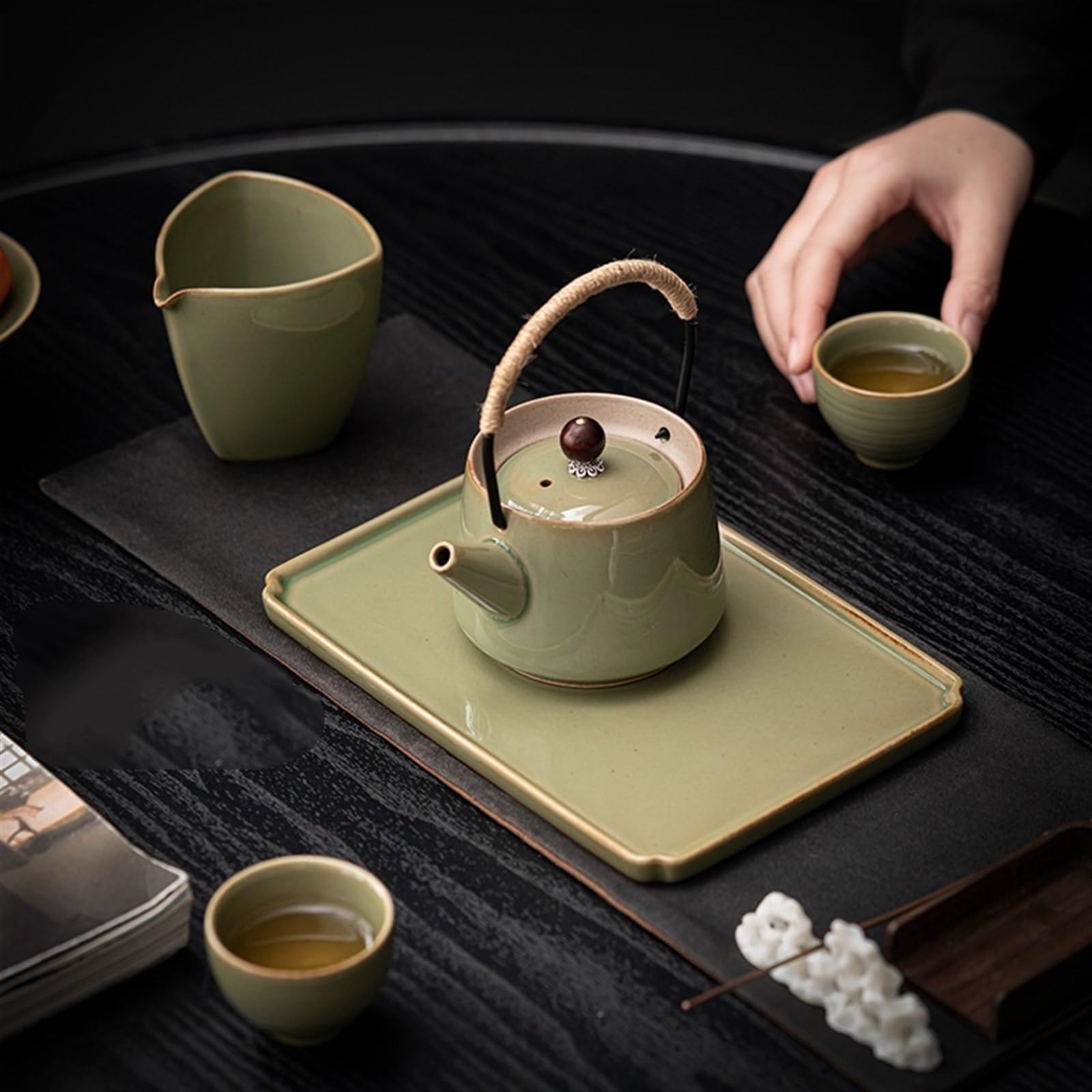 Taca do serwowania herbaty ceramiczna sucha bańka taca na herbatę dom chińska taca na suche bąbelki ceramiczny garnek łożysko mały stolik do herbaty prosta biurowa sucha taca na bańki taca na stolik