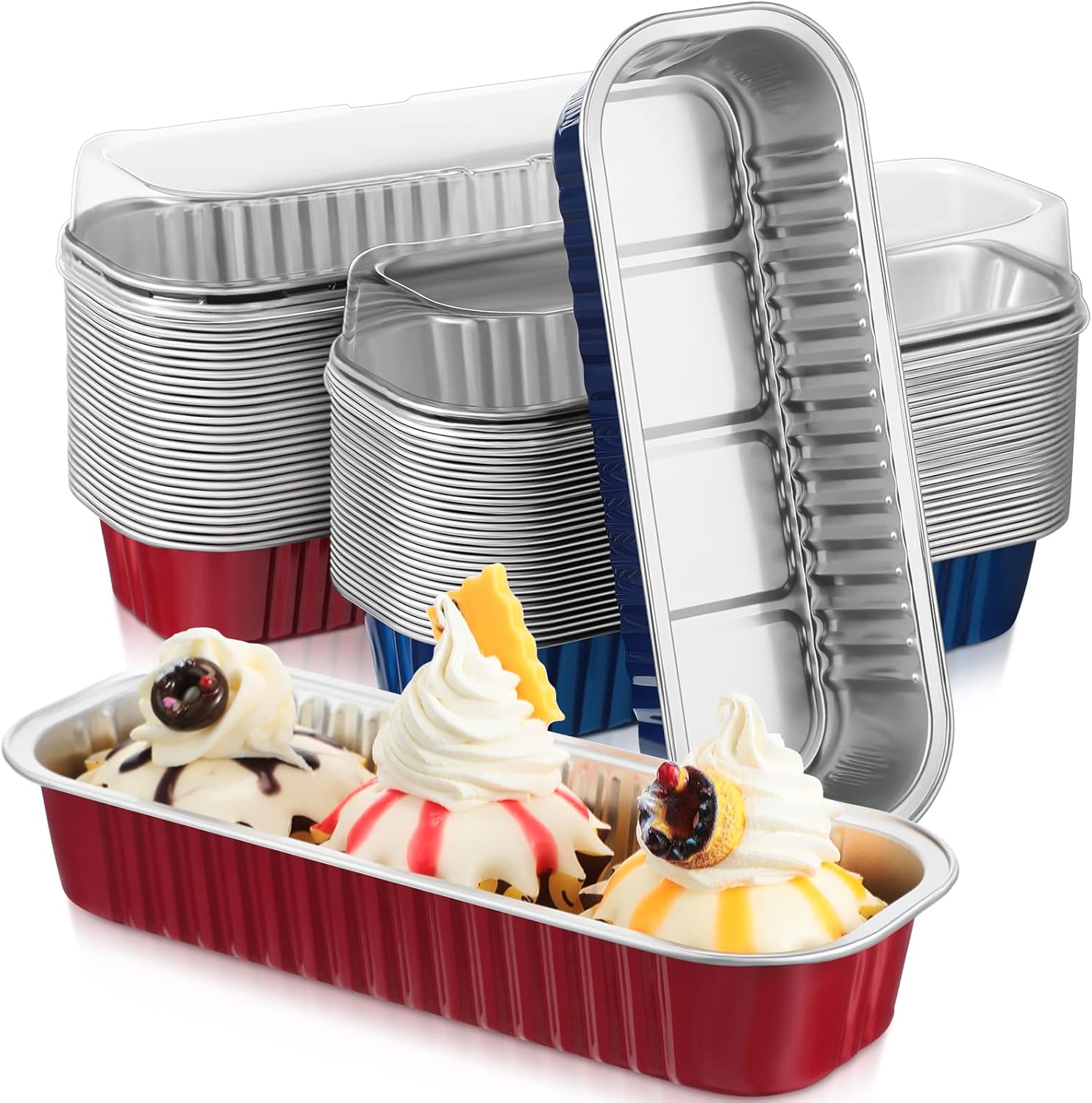 120 Pcs 7 oz Disposable Aluminum Baking Cups with Lids