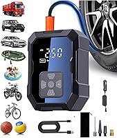 Gonlylai Portable Cordless Tire Inflator Air Compressor 150PSI - Car Bike Motorcycle Sports Balls Pump w/ Digital Gauge Auto Shut-Off