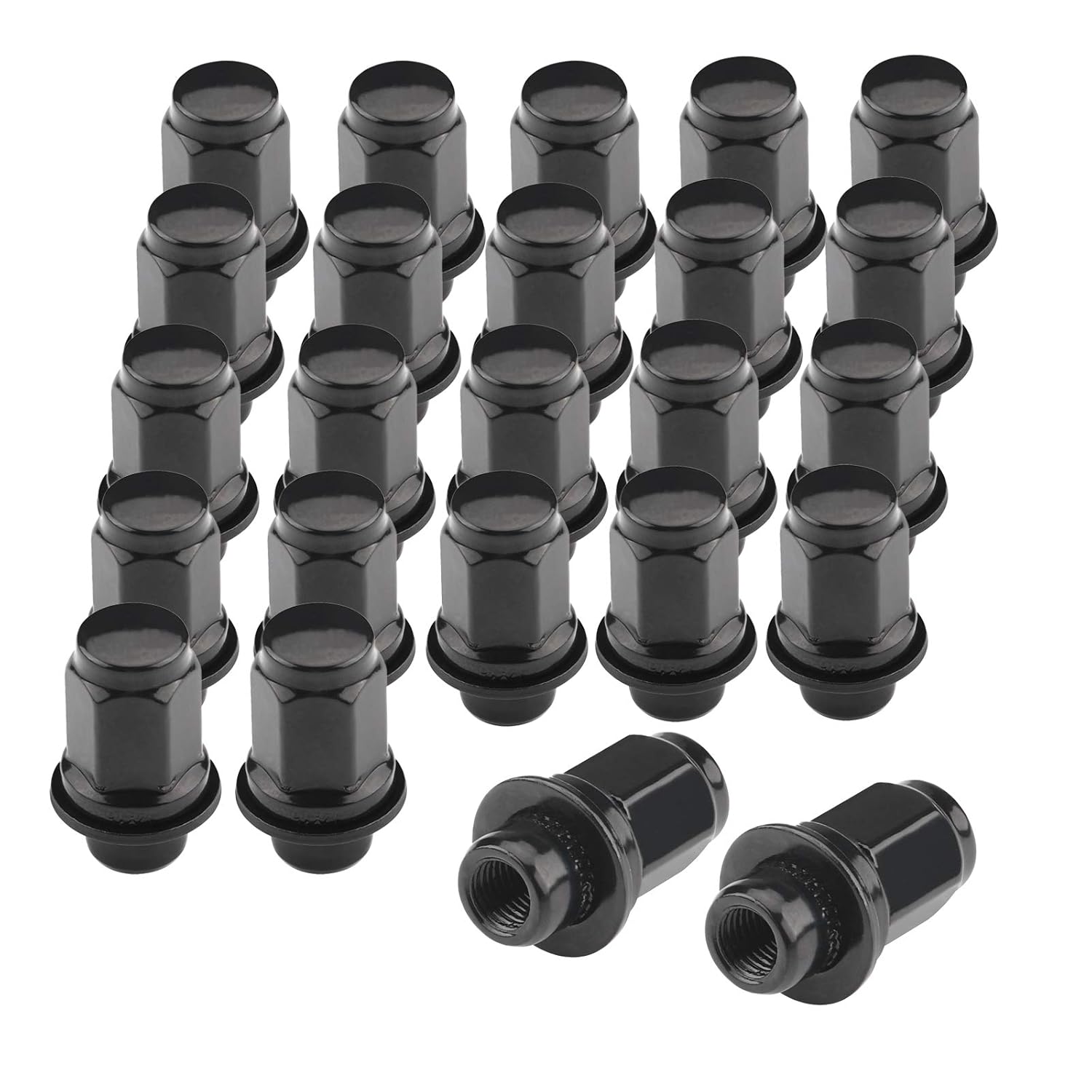 EZISOE 24PCS M12x1.5 Black Wheel Lug Nuts, 13/16 Hex 1.87