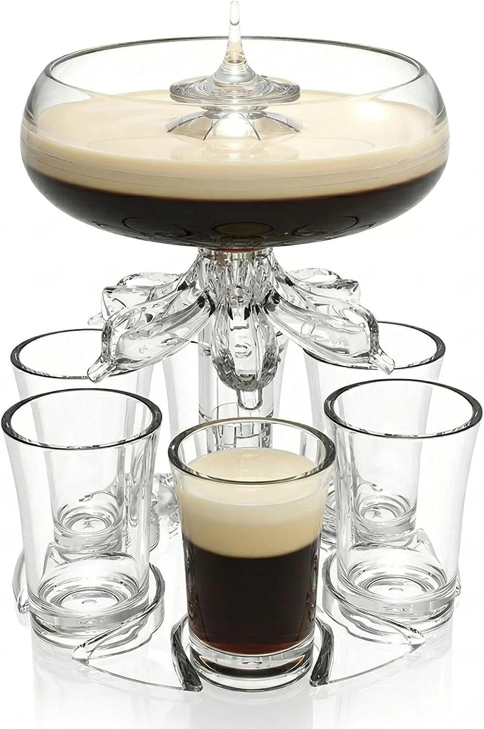 Set di bicchierini da liquore con dispenser e versatore in acrilico senza contatto per bevande per feste, oggetti essenziali per bar a casa, regali per gli amanti della birra e dei cocktail