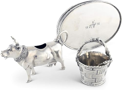 Miniatura 4 de Vagabond House, juego de azucarera y jarrita para leche, de la vaca Mabel, de peltre macizo, de 11 cm de alto