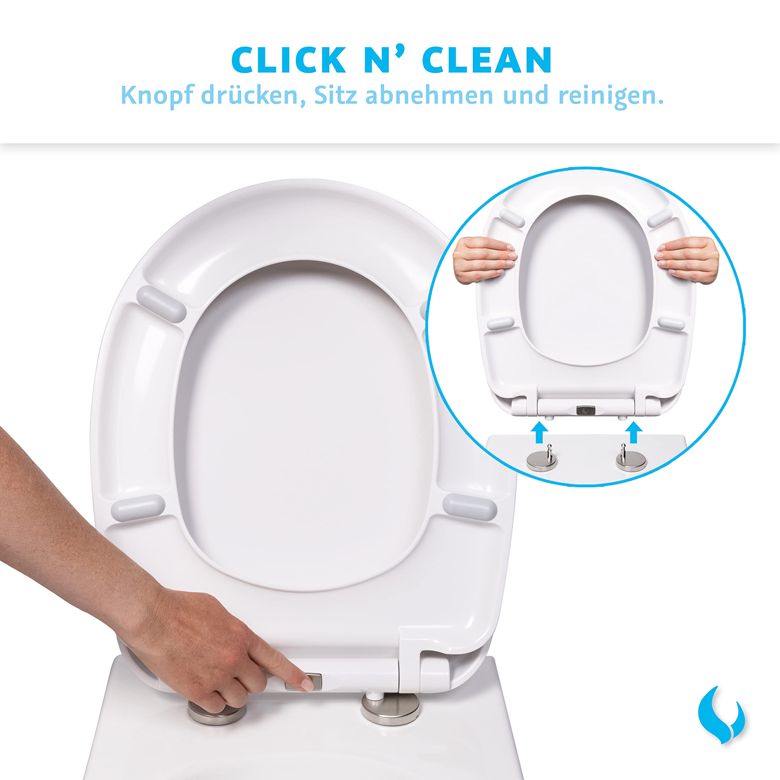 Bullseat® Deska sedesowa biała w kształcie litery O • wolnoopadająca / Softclose • zdejmowana • easyclean • deska sedesowa • deska sedesowa • wysokiej jakości duroplast