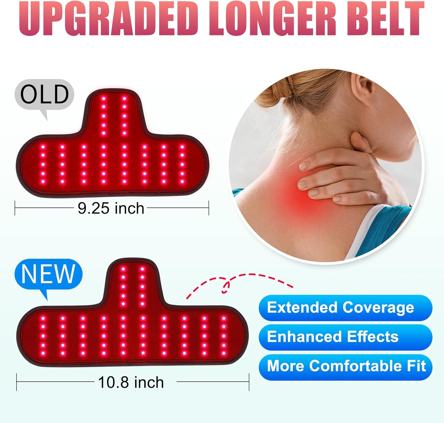Red Light Therapy for Neck & Wrist, Rechargeable 5000mAh Battery Infrared Red Light Therapy Belt for Body, Portable Near Infrared Neck Wrap for Home and Office - Image 3