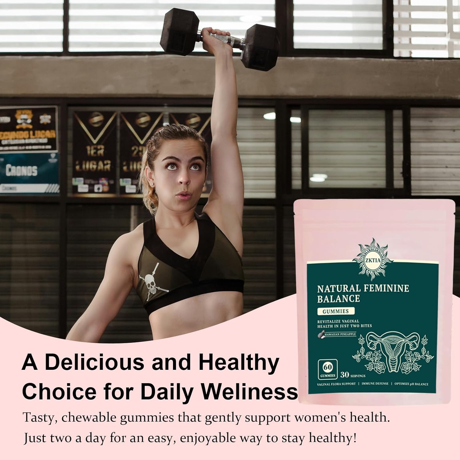 Premium Feminine Balance Gummies - for Women’s Health & Wellness - Immune Support PH Balance - Vegan, Gluten-Free - Hawaiian Pineapple - 60 Gummies - 30 Servings - Image 2