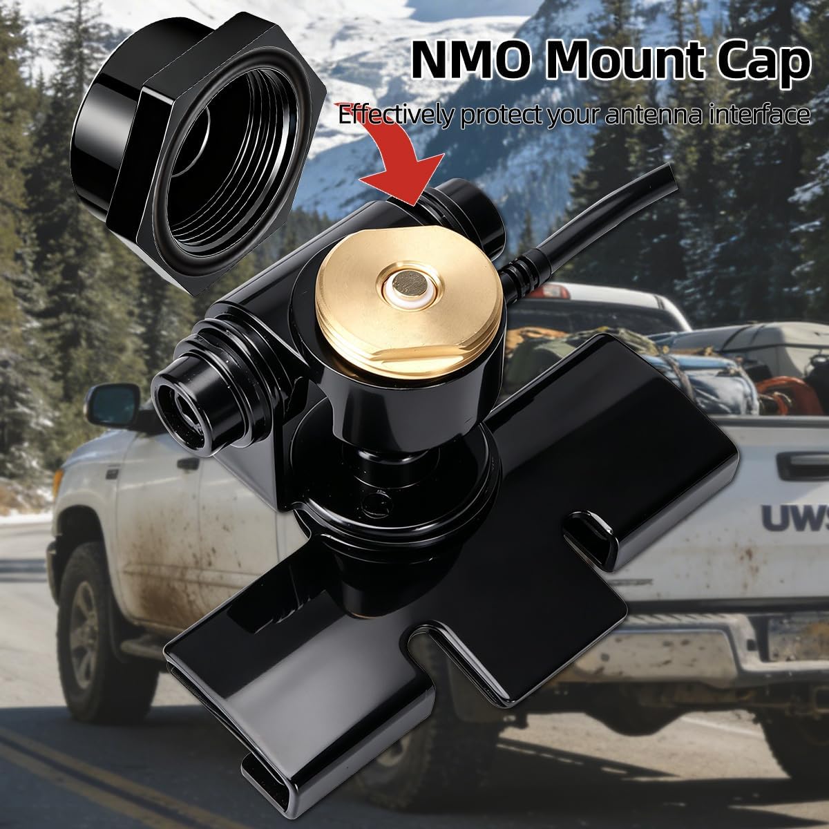 GMRS Antenna Mobile Ham Radio Antenna Dual Band VHF UHF 136-174MHz 400-470MHz with Adjustable NMO Lip Mount Bracket PL-259 RG58 Coaxial Cable NMO Mount Cap for Car Truck Amateur VHF Radio