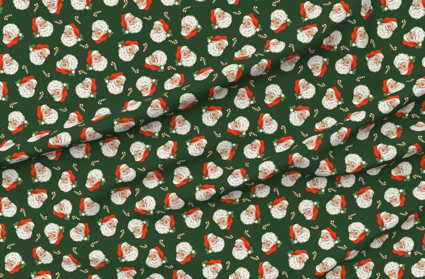 Spoonflower Fabric - Christmas Santa Hat Vintage Holiday Saint Nick Candy Cane Holly Printed on Minky Fabric by The Yard - Sewing Baby Blankets Quilt Backing Plush