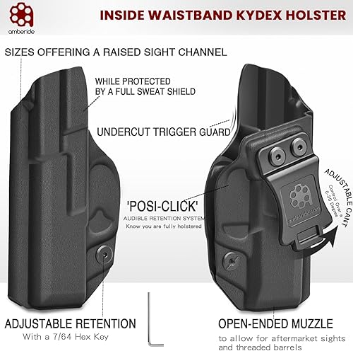 Miniatura 2 de Amberide IWB & OWB KYDEX Holster Fit Ruger Security 9 Pistola, Interior Cintura Oculta Transporte, Inclinación Ajustable & Retención 'Posi-Click',