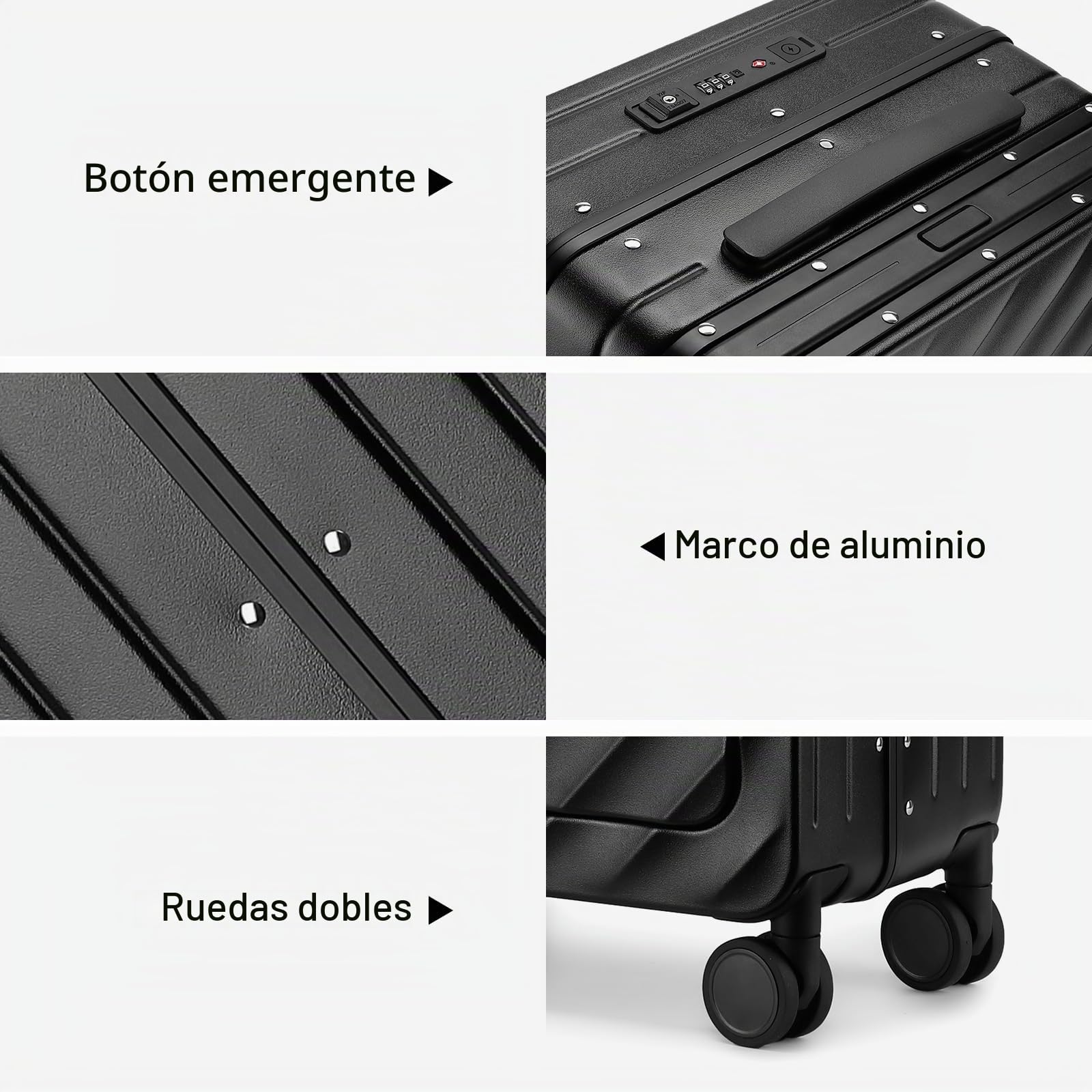 Sea choice Maleta con Ruedas y Compartimento para Ordenador portátil Maleta de Mano Maleta rígida para Ordenador portátil Maleta de Viaje Puerto USB Cerradura TSA 4 Ruedas