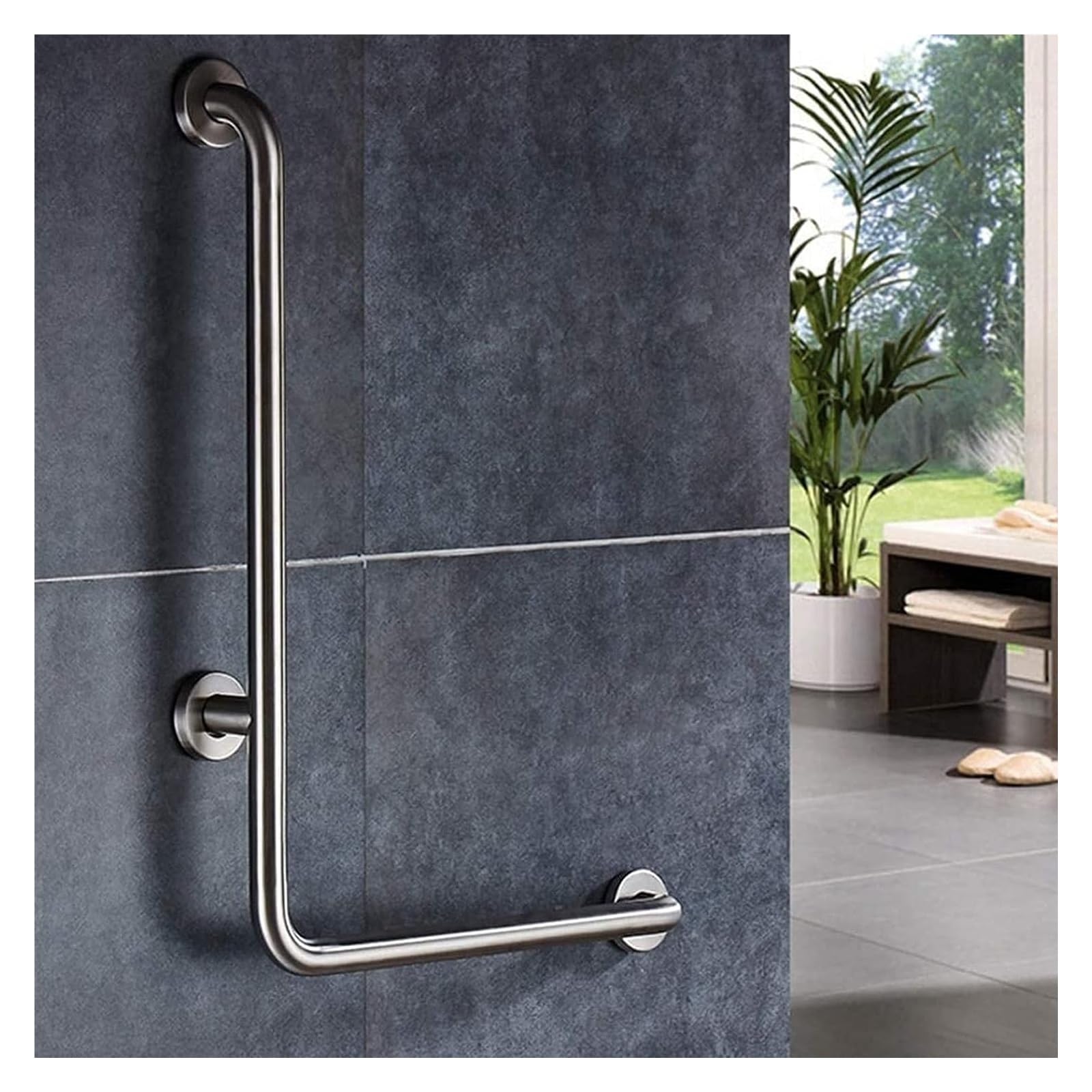 Barras de Apoyo para baño, manija de Ducha de Pared en Forma de L, pasamanos Auxiliar para Personas Mayores, de Acero Inoxidable Antideslizante.